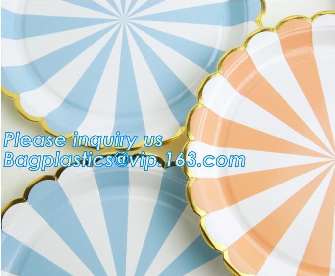 Party supplies, custom printing table rose gold paper biodegradable dinner disposable plate,Compostable Eco Friendly Env