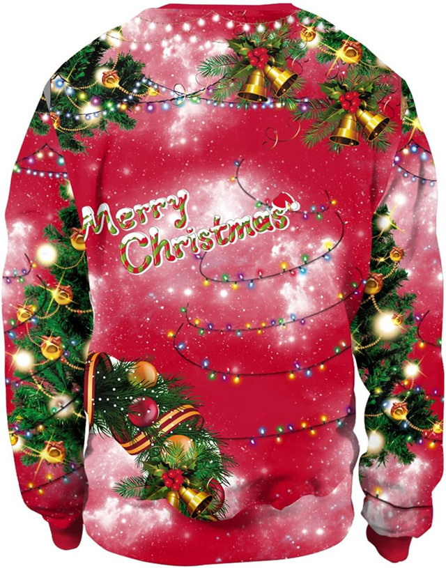 Unisex Ugly Christmas Sweater 3D Printed Funny Graphic Long Sleeve T-Shirt Crewneck Sweatshirts