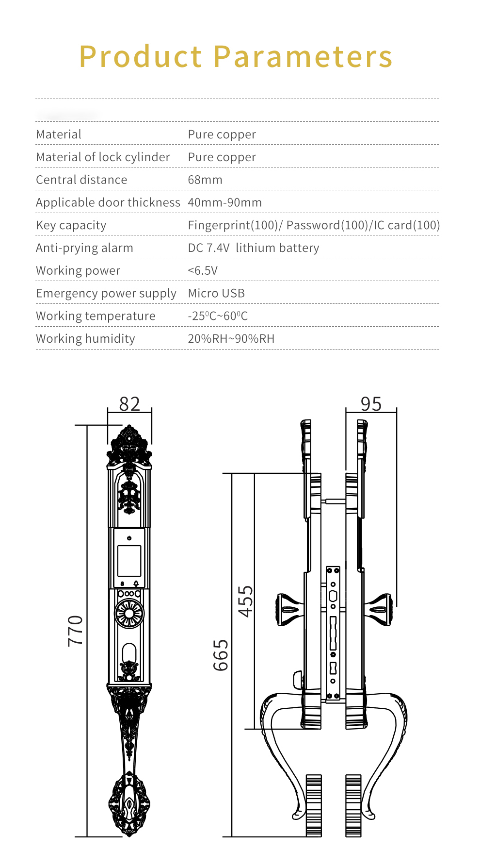 Tuya 7.4V Keyless Deadbolt Lock With Biometric Fingerprint Recognition