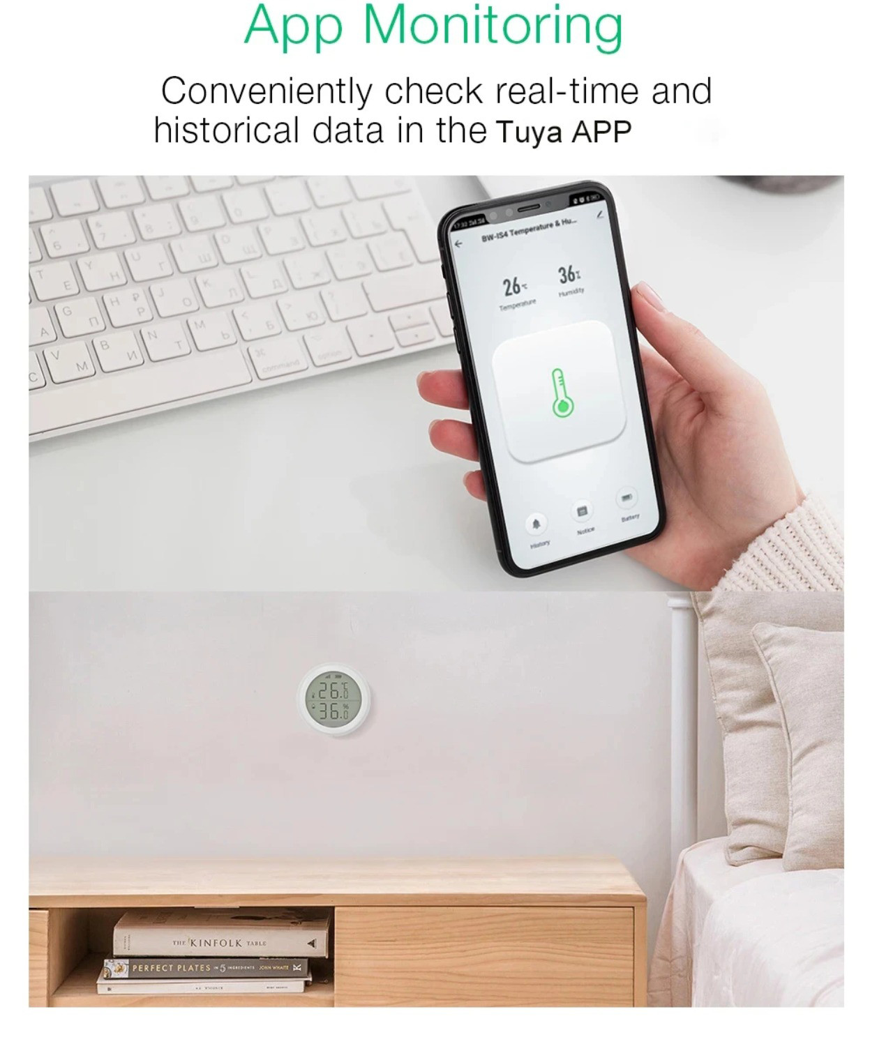 Smart Home Tuya Zigbee Wifi Wireless Smart Temperature And Humidity Sensor lcd Screen Use With Gateway