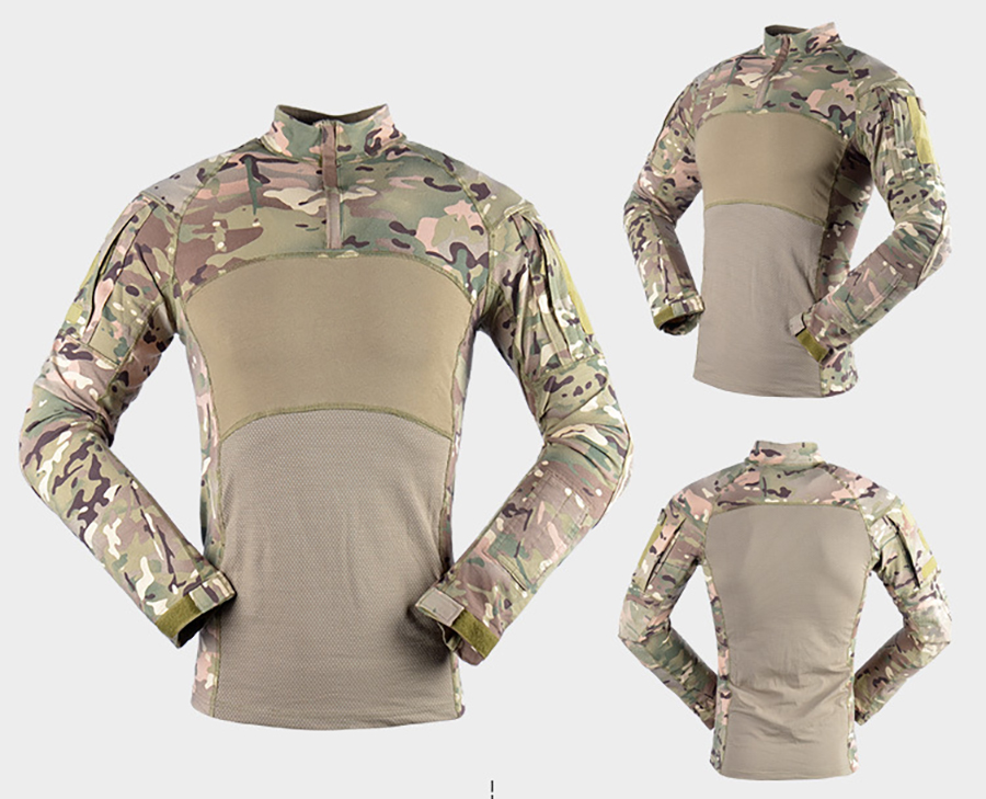 Customized Color Men's Long Sleeve Knitted Shirt Uniform for Summer Frog Training Suit