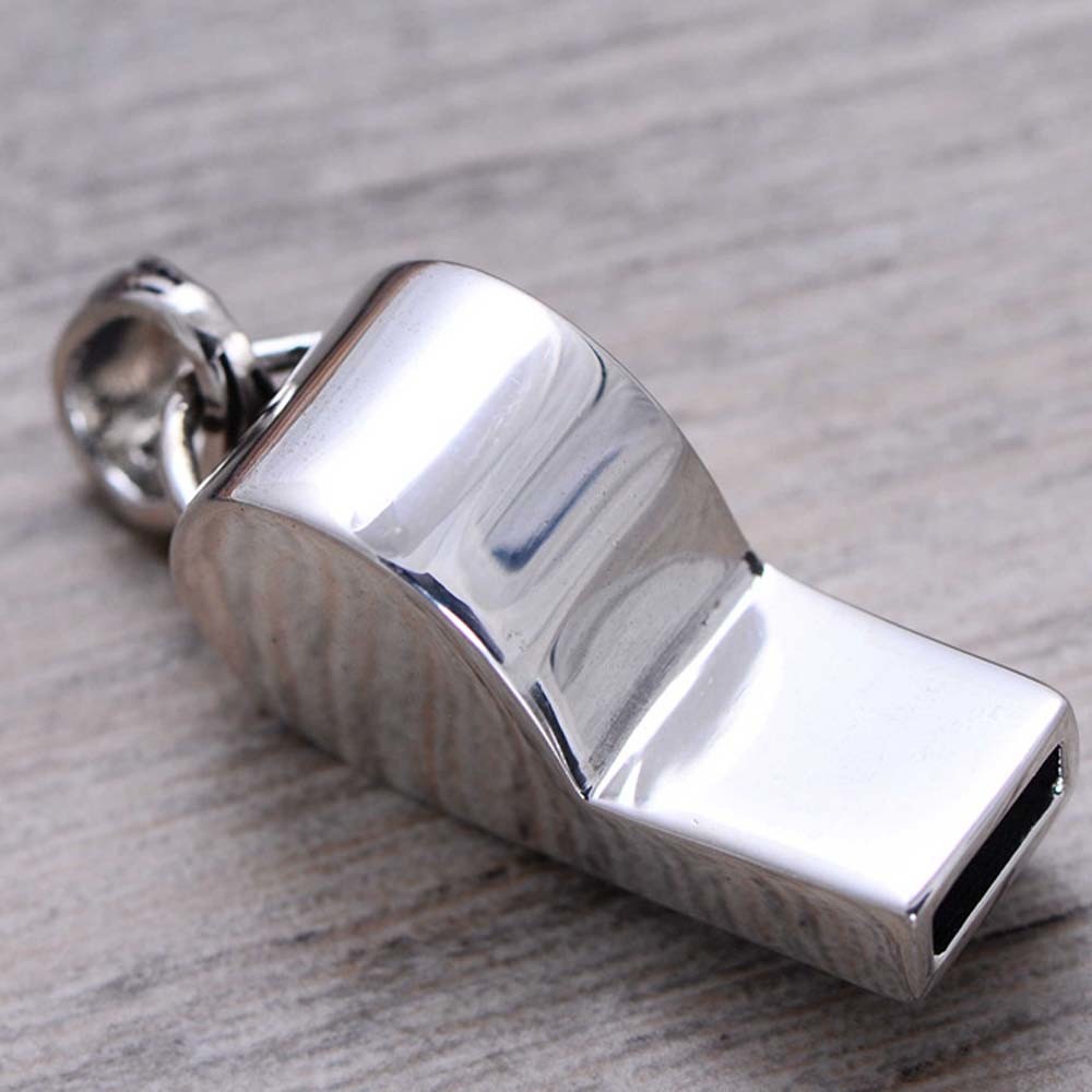 Women Men Necklace Sterling Silver Skeleton Whistle Charm Pendant Wheat Chain (N808061)