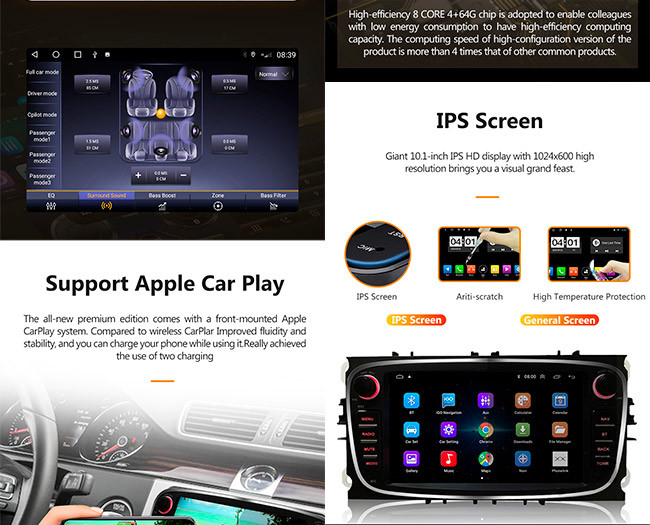 Android 10 2 Din Car Multimedia Player 7inch Double Din Car Android Stereo RAM 2GB Ford Focus Mondeo