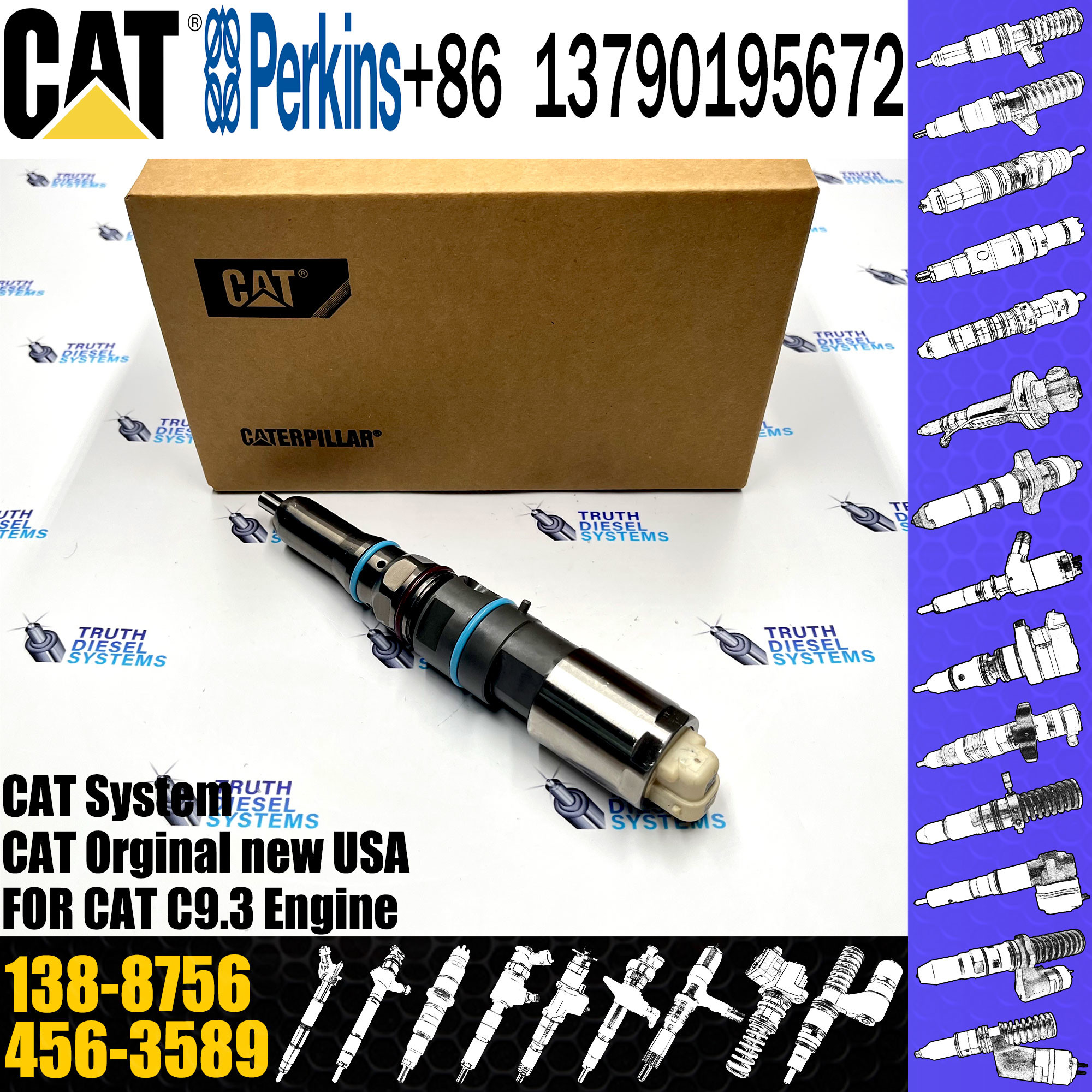 E336E C9.3 Excavator parts Fuel Injector 138-8756 456-3589 155-1819 324-5467 232-1183 364-8024