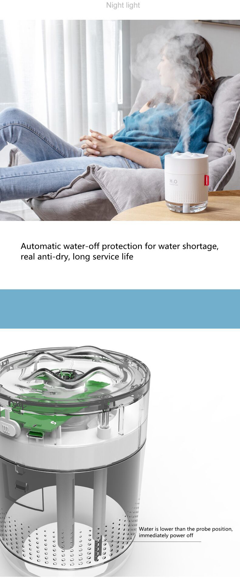 Homefish OEM Luftbefeuchter 500ml Water Tank Capacity Pure Mist Humidifyers Air Portable Desktop H20