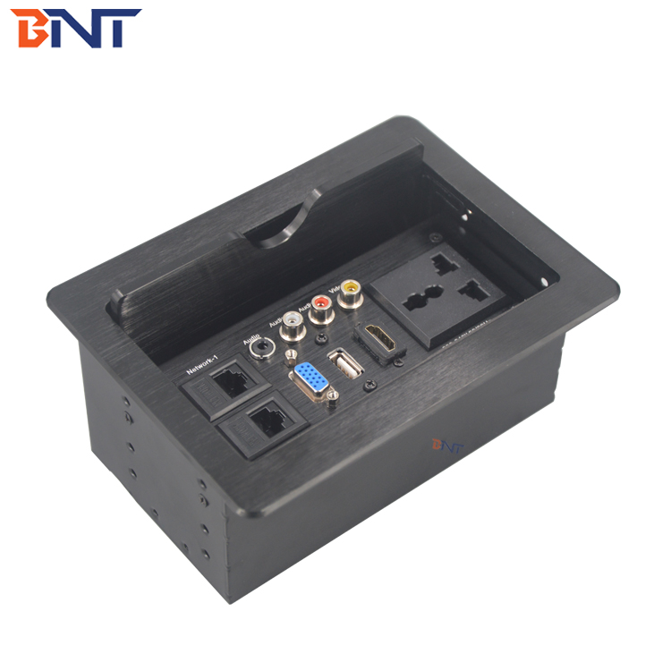 Aluminum furniture power data table mounted socket with slip cover