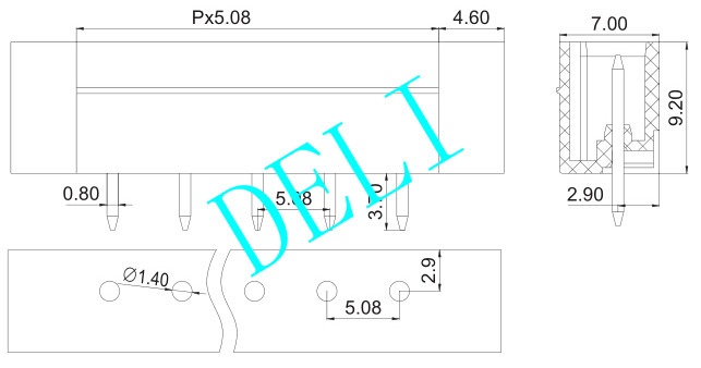 Long Lifesapn PCB Connector Brass / Tin Plated Pin Header DL2EDG15VM-XX-5.08