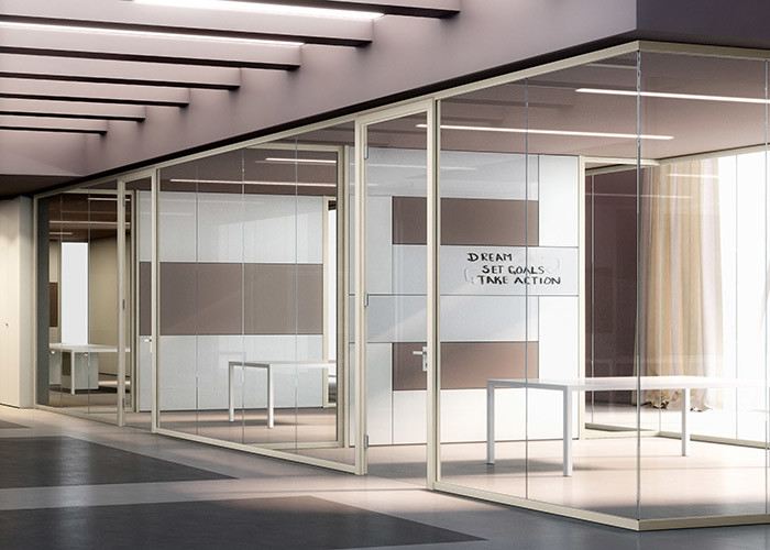 108 Series Frameless Glass Partition Wall Transparent Room Dividers With Double 12mm Glass