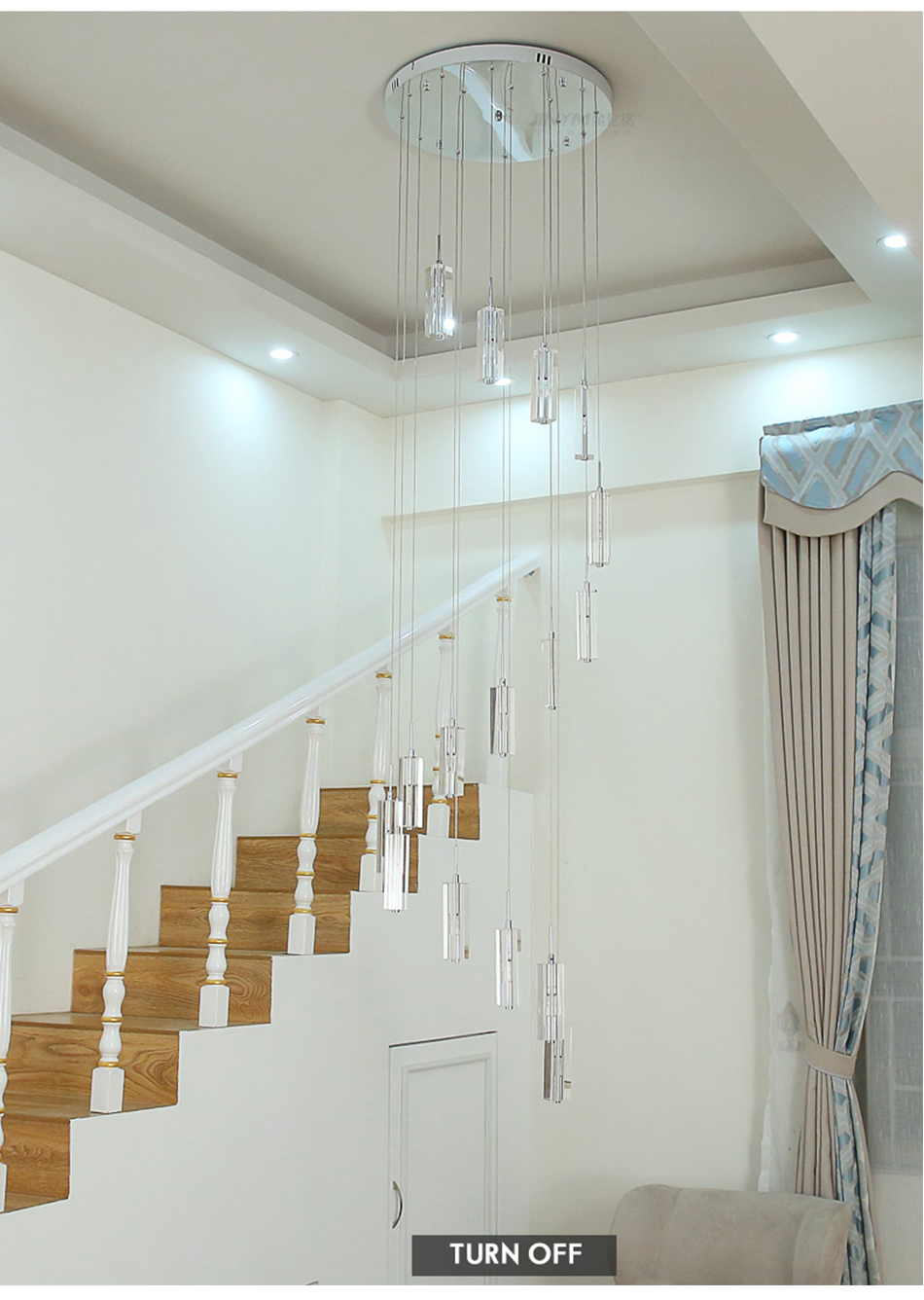 LED Pendant Light Staircase Crystal Chandelier Hanging Lamp Spirl hanging minimalist light(WH-NC-59)