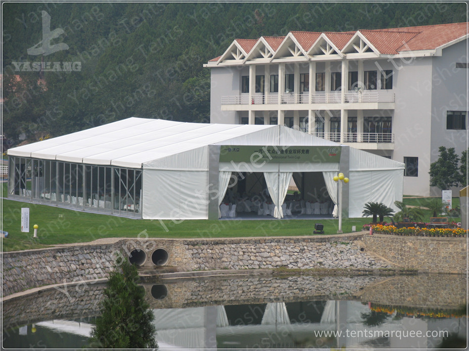 15x20 M 300 Sqm Clear Span Tent Rental With A Shaped Roof Top / Galvanized Steel Connector