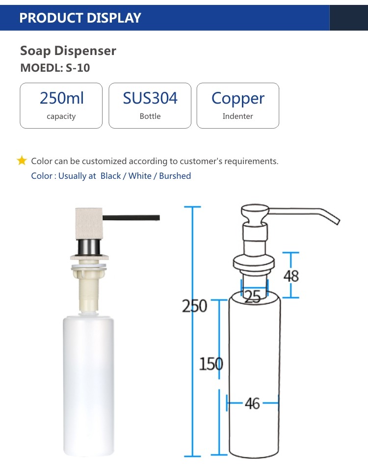 SUS304 Straw Kitchen Counter Soap Dispenser 250ml PE Plastic Bottle Copper Indenter