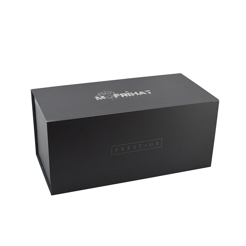 Black Flat Pack Folding Hard Cardboard Gift Boxes Biodegradable Printed