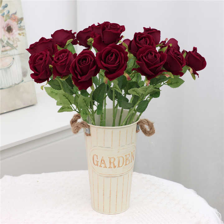 Realistic Single Stem Artificial Flower Rose for Wedding Party Home Centerpiece Hotel Office Decor
