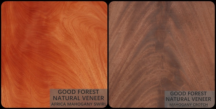 Hardly Mahogany Natural Wood Veneer Customized Crown Cut Grain