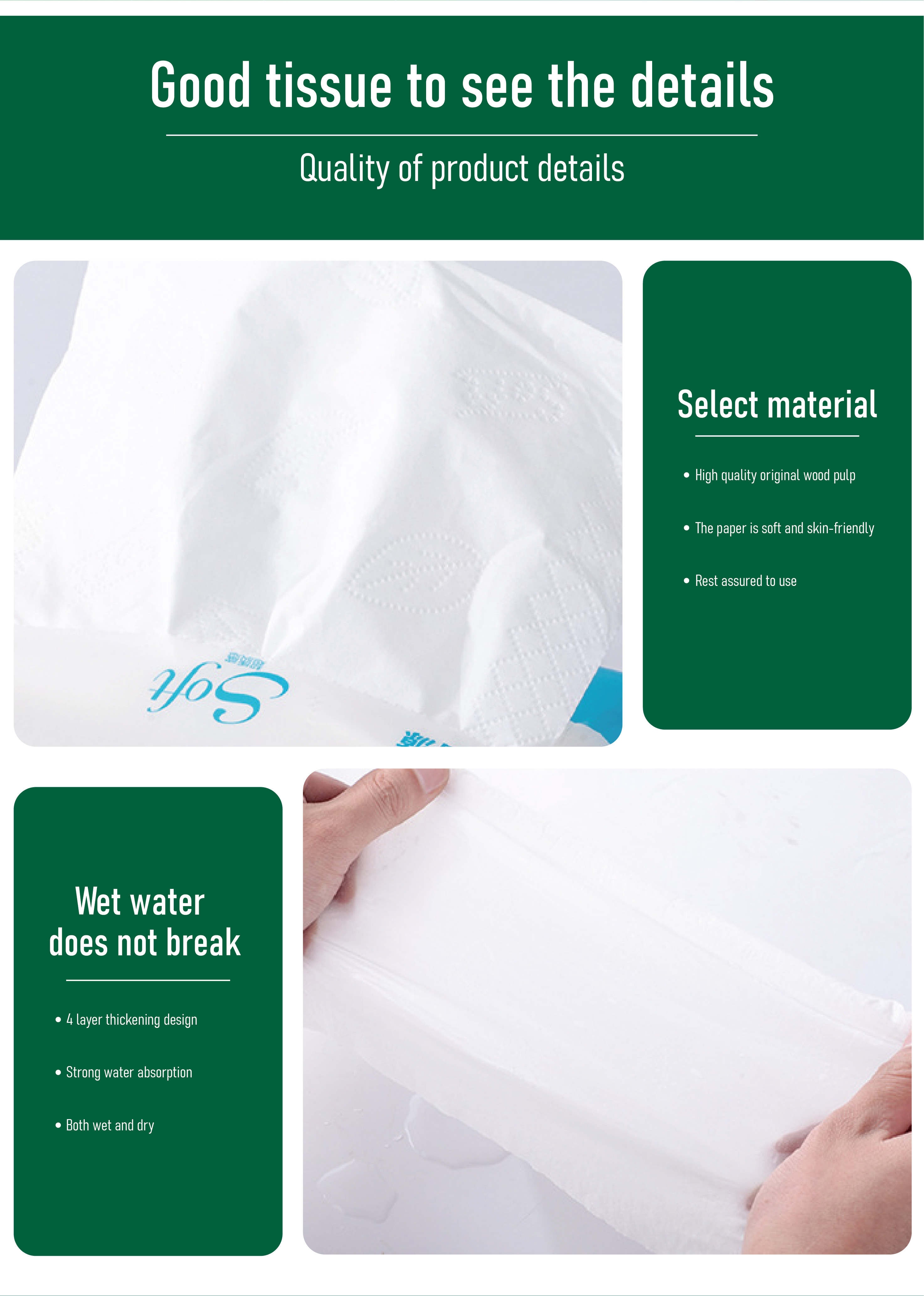 Wholesale Paper Custom Logo Wood Bamboo Facial Tissue China Tissue Paper Wholesale