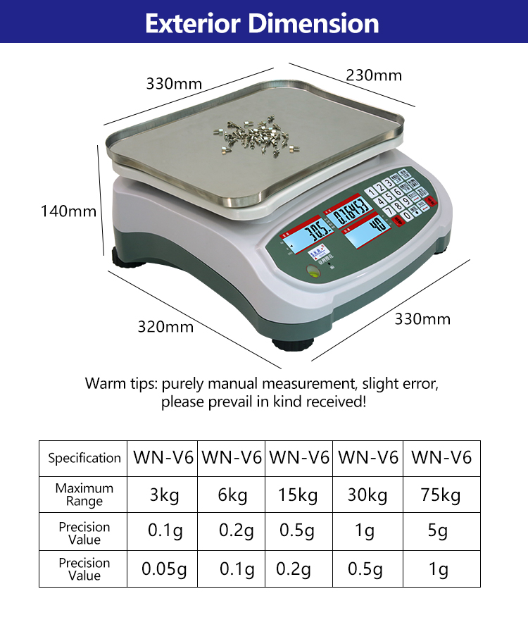 Industry Weighing Table Scale with LCD Display and Maximum Range of 75kg SOHE 2024