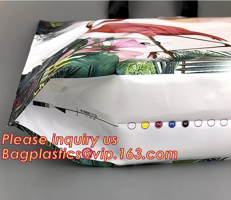Custom Printed Stand Up Block BottomSoft Loop Handle Plastic Carrier Shopping Bag，Plastic Soft Loop Handle Bag for Shopp