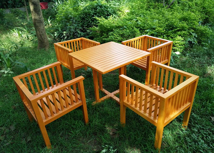 Waterproof Garden Table And Chairs , Solid Wooden Garden Furniture Stable Durable