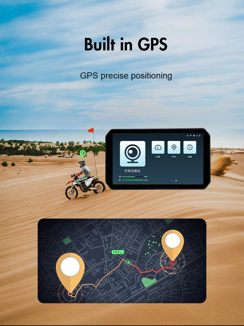 Universal Fitment Motorcycle GPS Navigation with Waterproof Screen and Carplay Display