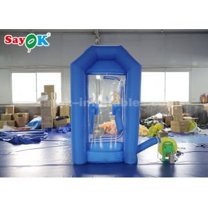  Cube Blue Inflatable Money Machine Booth With Air Blower For Advertising Manufactures