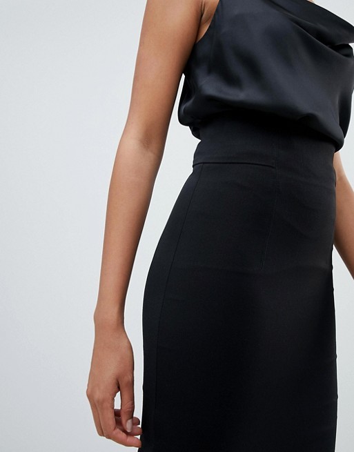custom make plain black classic zip back midi skirt for girls
