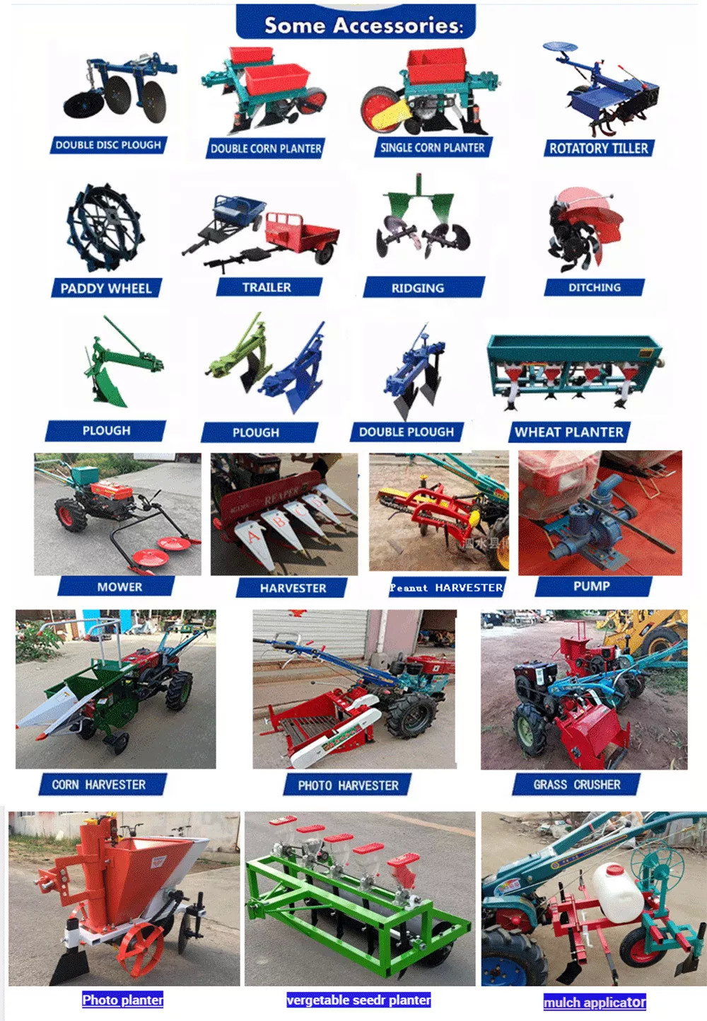Horizontal Type Walking Farm Tractor 2 Wheel Tractor For Mountainous Field