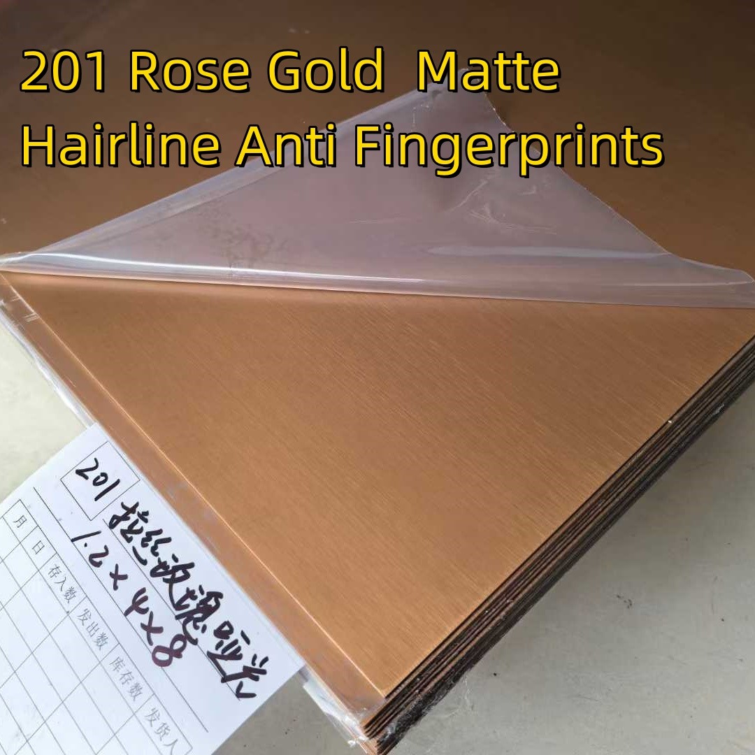 Anti Finger Hairline Rose Gold Matte Finish Stainless Steel Sheet in Grade 201 304 316L