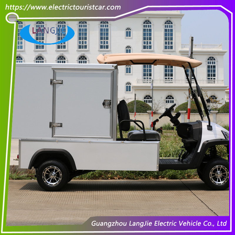 Two Seats Electric Utility Golf Cart 48V AC Hotel Buggy Car With Roof Cargo Box
