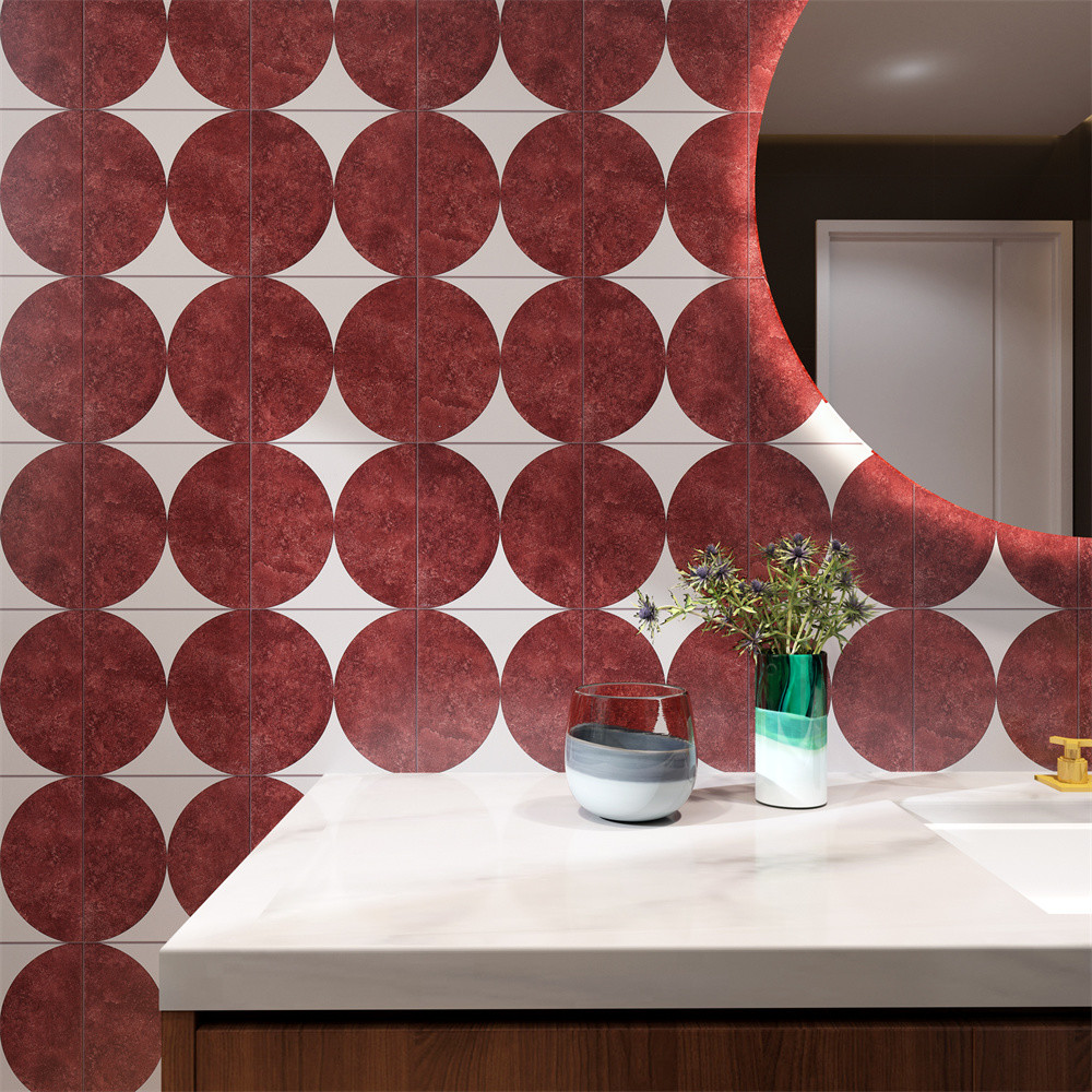 Red SGS 200x200mm Wear-Resistant Wall Ceramic Rustic Tiles and floor tile For Restaurant And Living Room