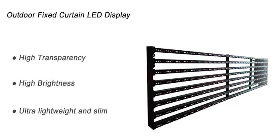 Building Facade 1920Hz 31.25mm Transparent Led Curtain Screen Low Power Comsumption