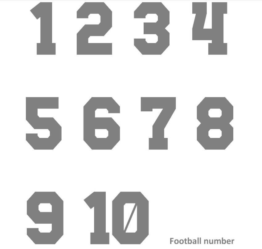 Durable Heat Transfer Numbers 0 - 9 Set For Football With Transparent PET Film