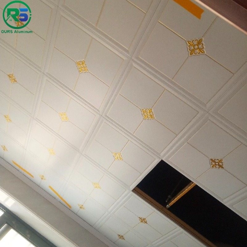 Home Interior Artistic Aluminum Ceiling Tiles Oxidation Suspended Embossed Metal Ceiling Tiles 25mm