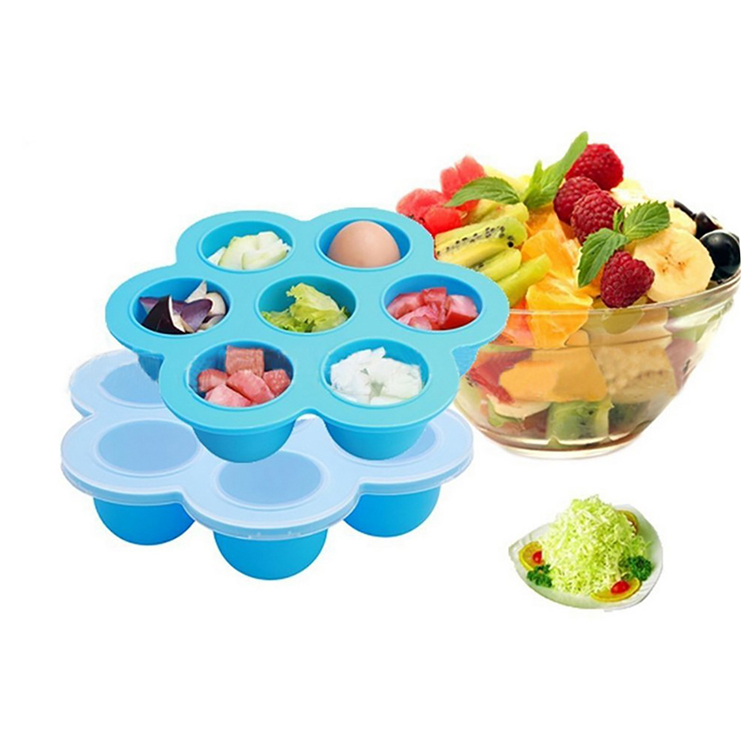 Cute Flower Shaped Food Grade High Quality Silicone Egg Bites Mold With Plastic Cap Silicone Ice Tray
