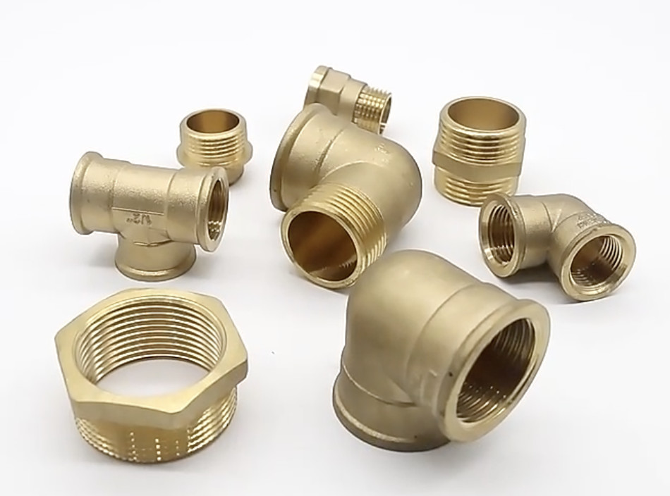 Brass Compression Fittings / Copper Nickel Fittings Durable 1/2" 1" Inch Brass Plumbing Pipe Fittings Forged Brass Fitti
