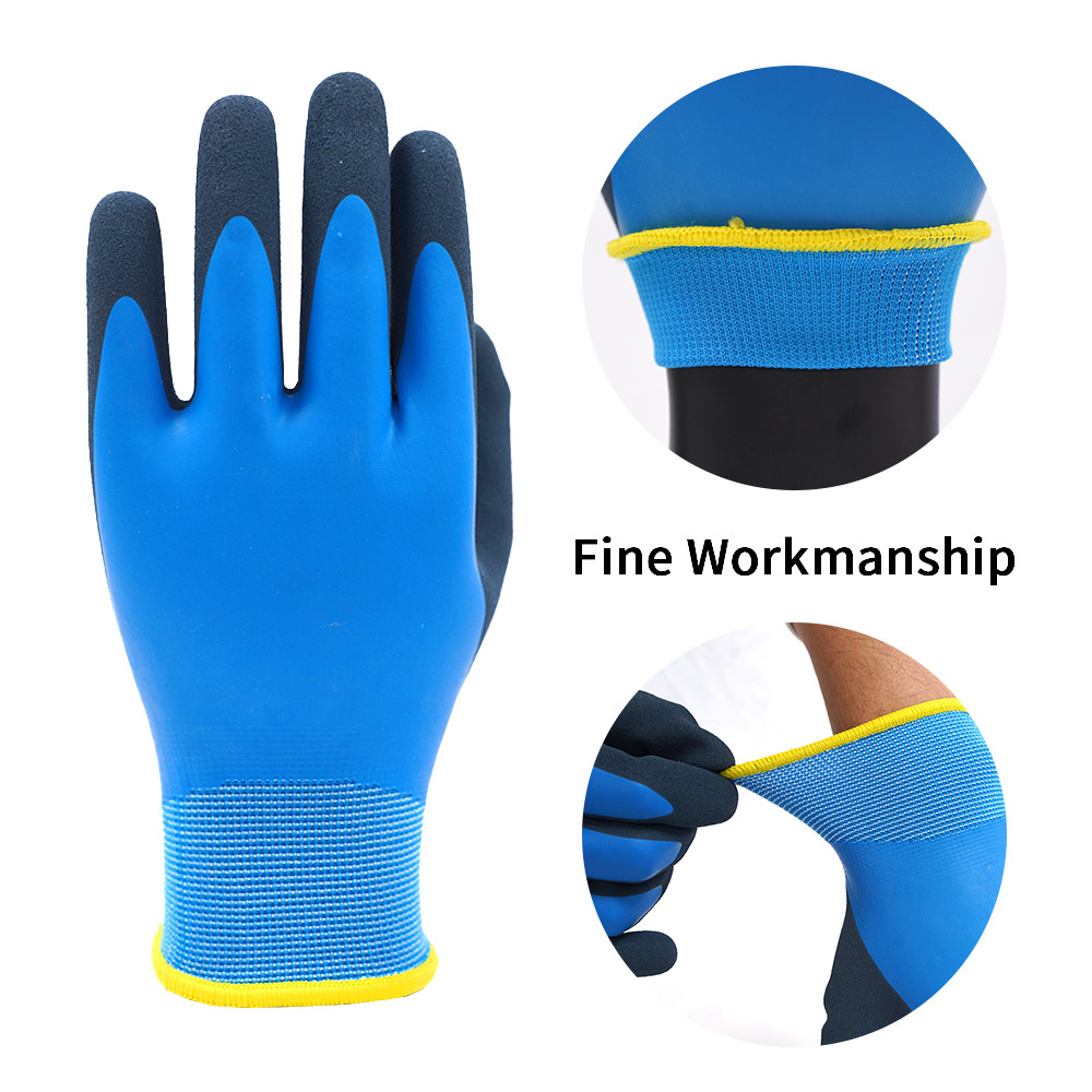 13 Gauge Dual Latex Coated Gloves Waterproof Abrasion Resistant For Tough Tasks