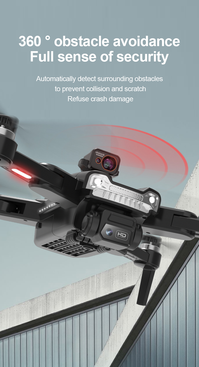 HD Camera and HD Aerial Photography Quadcopter Remote Control S1 Brushless Laser Obstacle Avoidance Drone Black Orange