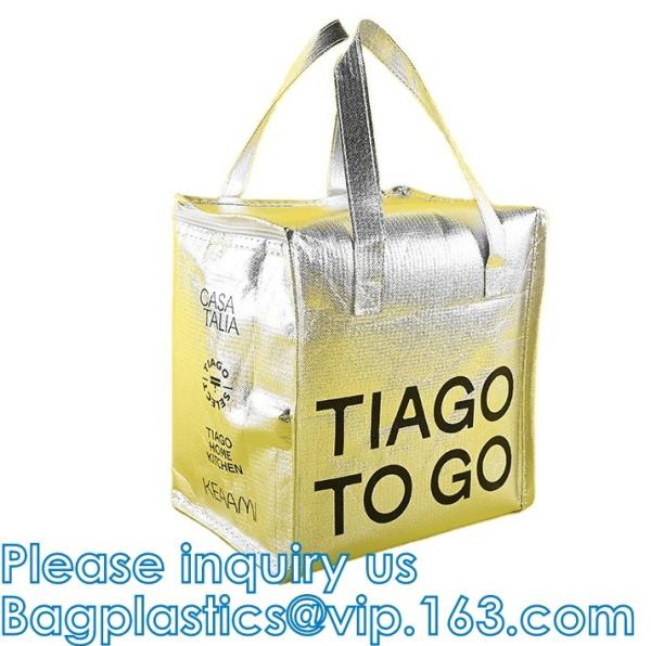Aluminum Cooler Sealed Insulated Bag, Handle Thermal Lunch Bag, Hot Cold Bag,