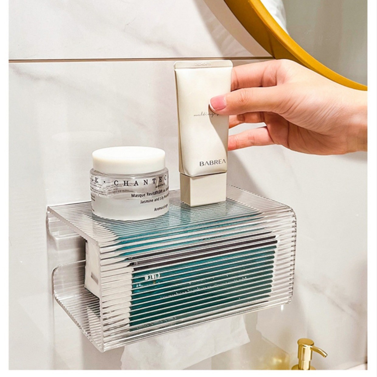 Wall Mounted Wave Shape Acrylic Tissue Box Holder For Kitchen Hotel Bathroom