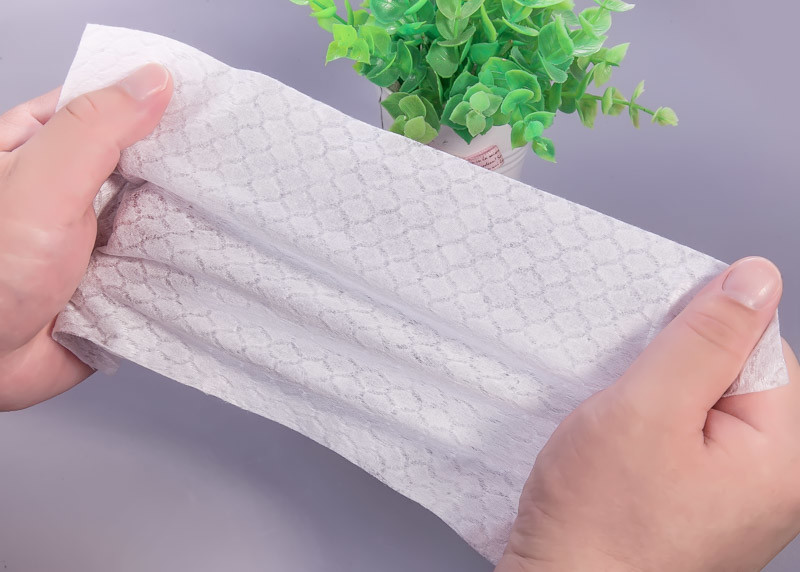 50g Raw White Spunlace Nonwoven Fabrics Pearl Pattern