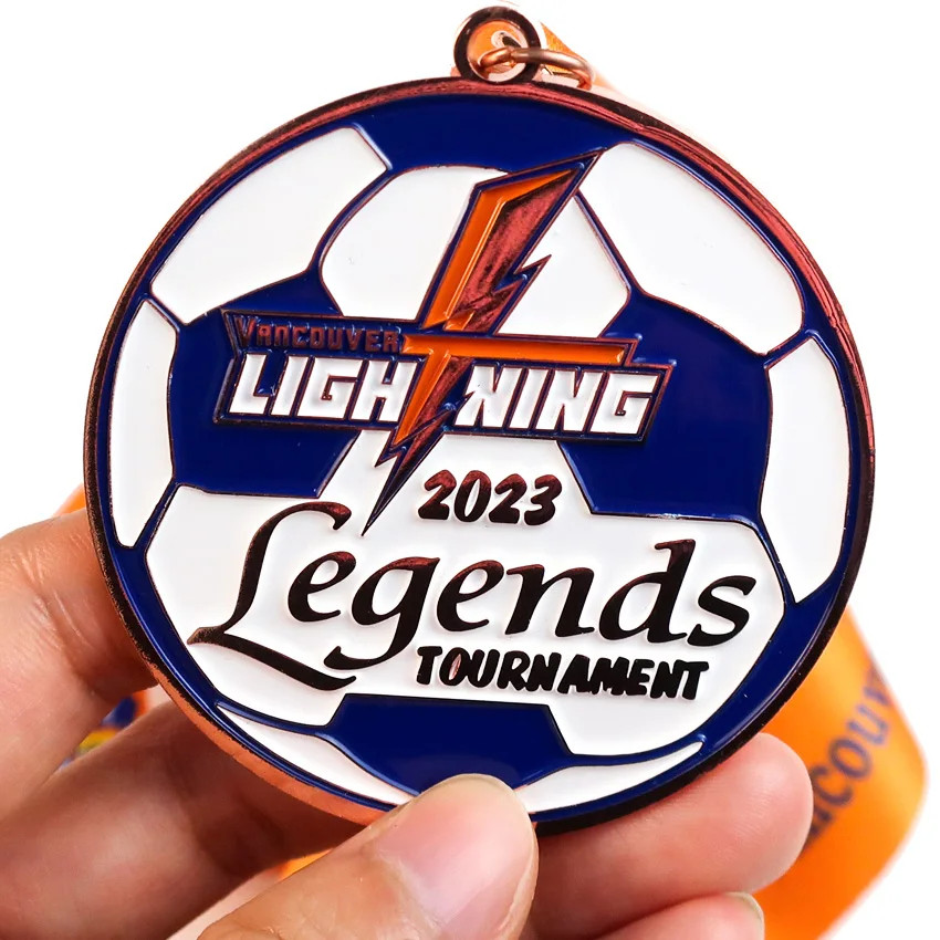 Wholesale Custom Award Sports Winner Football Gold Medal Soccer Medal With Ribbon