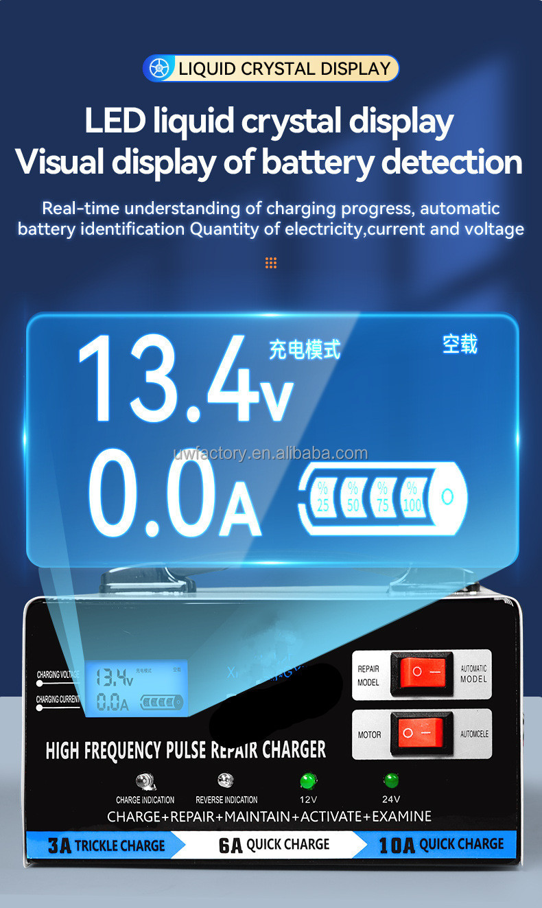Portable 12V 24V Car Battery Charger with Full Intelligent Automatic Lead Acid Battery Charging and Power Supply Adapter