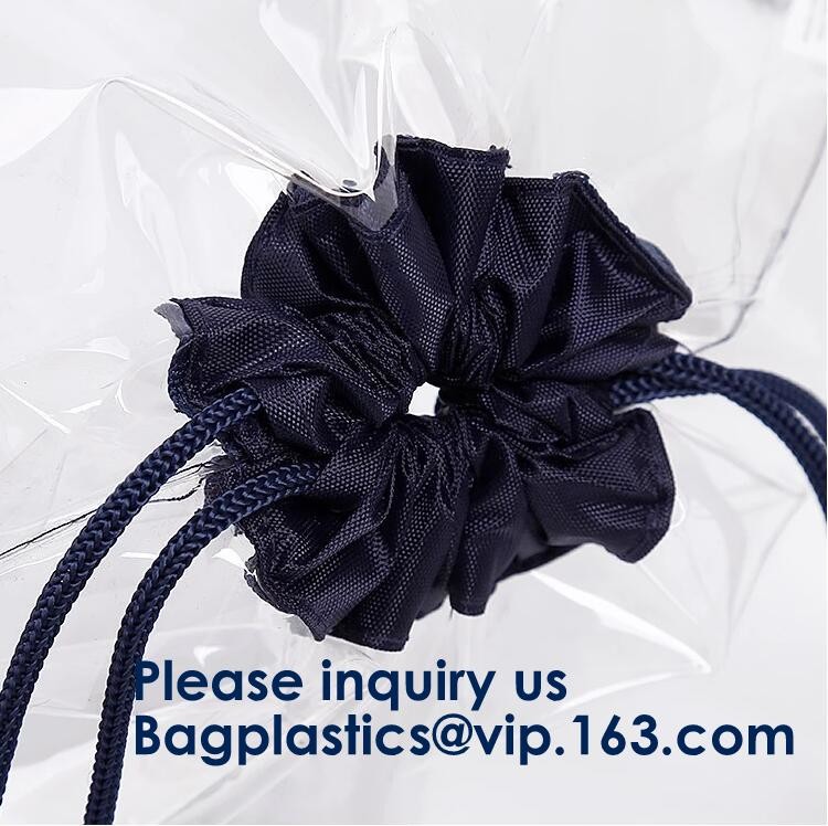 PVC Drawstring Bag Backpack With Solid Bottom Promotional Custom 210D Transparent PVC Clear Drawstring Backpack Bags