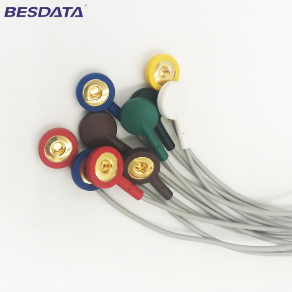 TPU Material ECG EKG Cables shielded Leadwires 4 Leads Colorized Cable Snap IEC