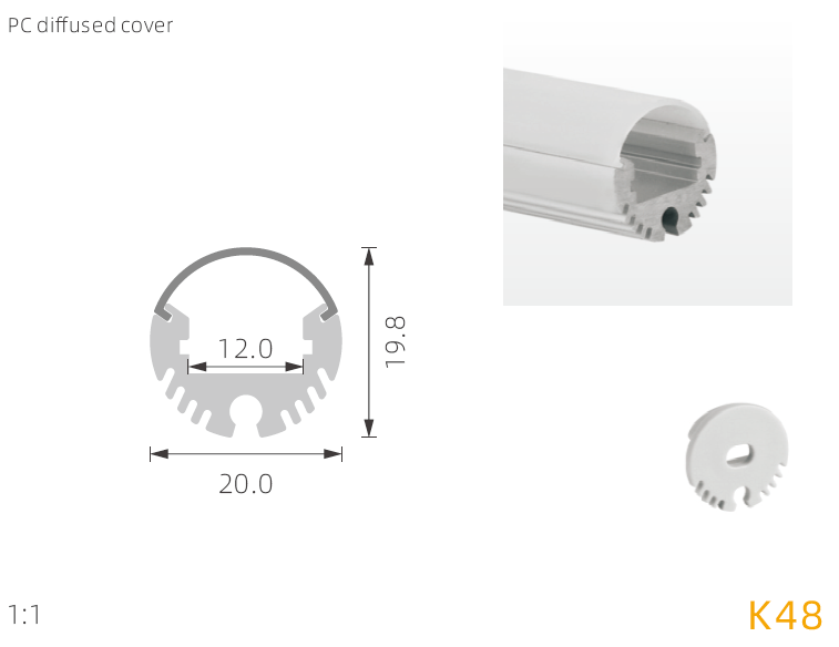 Diameter 60mm aluminum profile round for led tube light