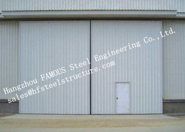 Sectional Horizontal Industrial Sliding Doors With Access Pedestrian Door For