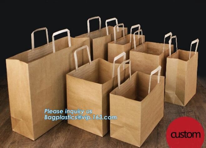 Flower carrier bag with different color customized pot plants kraft paper bag with handle,stamping logo fancy paper flow