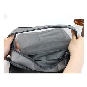 Men Travel Toiletry Bag Striped Pattern With 3 Layers Zipper And Multi Pockets