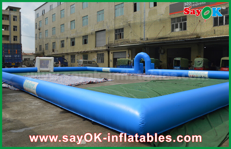 Inflatable Football Toss Game Blue Inflatable Football Field Areas Playground Commercial Grade With Print