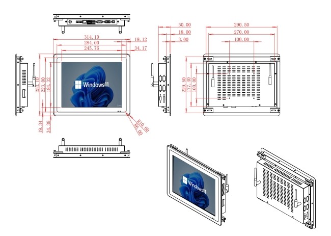 12.1-Inch Built-In Windows Display for Medical Devices and Factory Dashboards