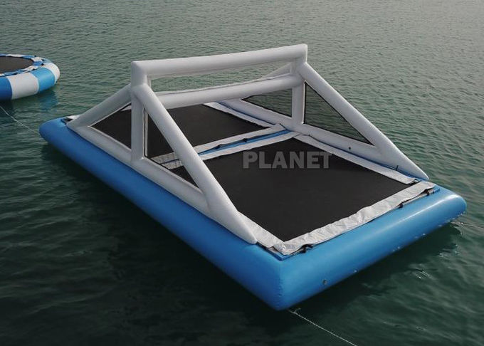 Blue 9m Inflatable Water Games Floating Beach Volleyball Court